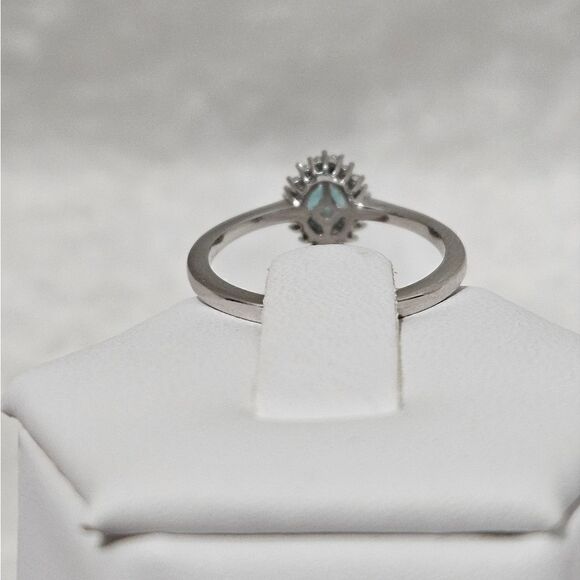 💎Diamond and Ocean Apatite ring in Sterling Silver. - Picture 3 of 4